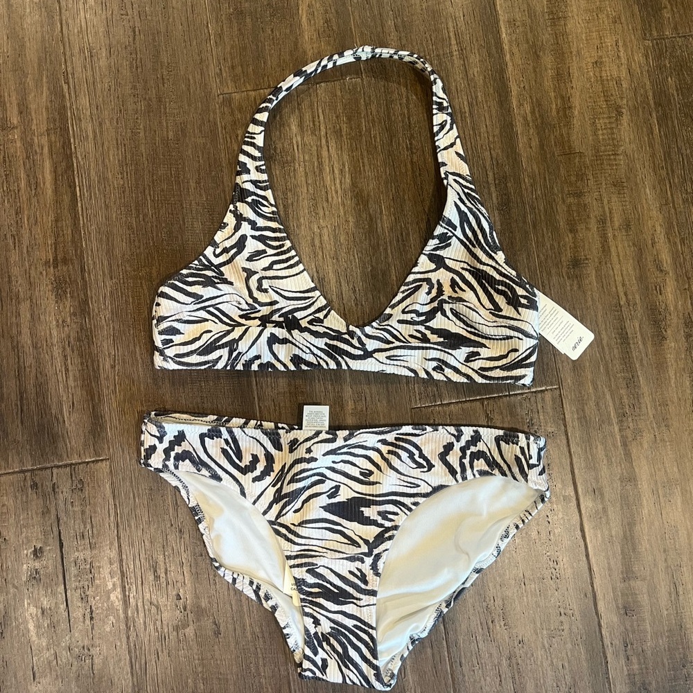 Aerie shine rib halter top bottoms bikini